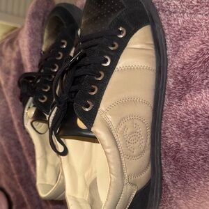 Chanel Beige and Black Sneakers
